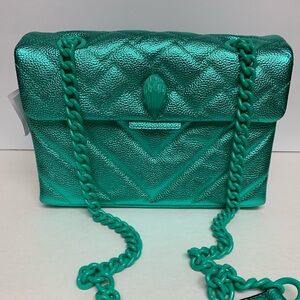 Kurt Geiger London Kensington Drench Green/Aqua Quilted Chain Shoulder Bag, NWT